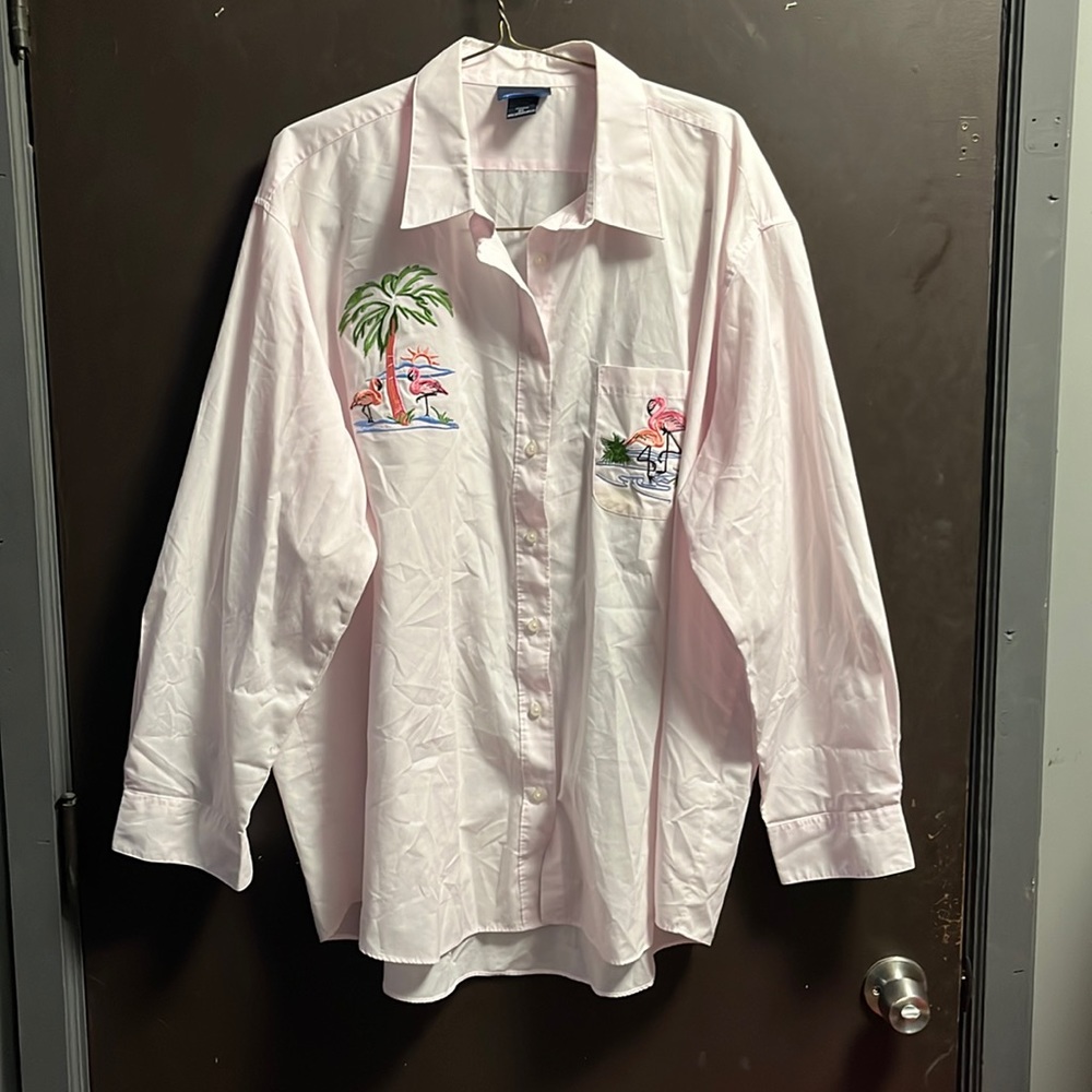 LAS OLAS 2X pink flamingo button up.